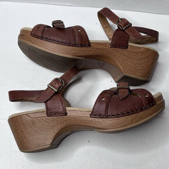Dansko Sissy Brown Leather Buckle Strap Open Toe Clog Sandal Women’s Sz 37/6.5 - Picture 5 of 11